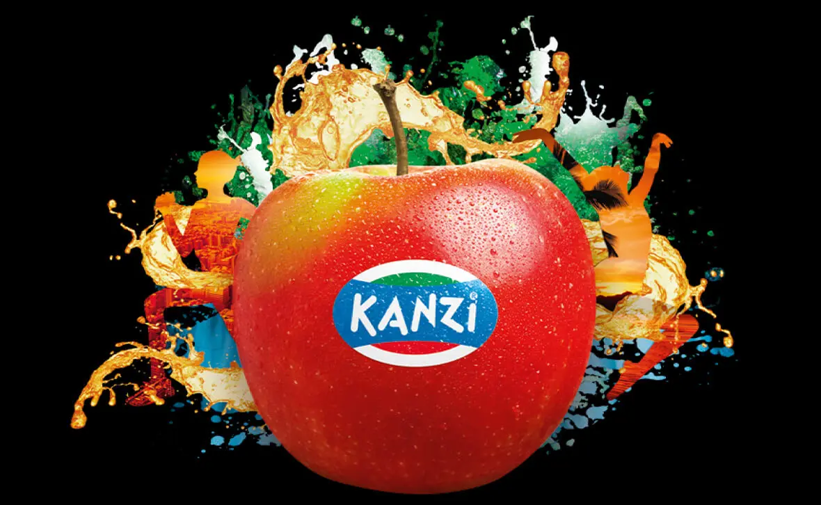 Peppiger Layoutvorschlag zur Produktpräsentation der Papiertaschen für Kanzi® Äpfel